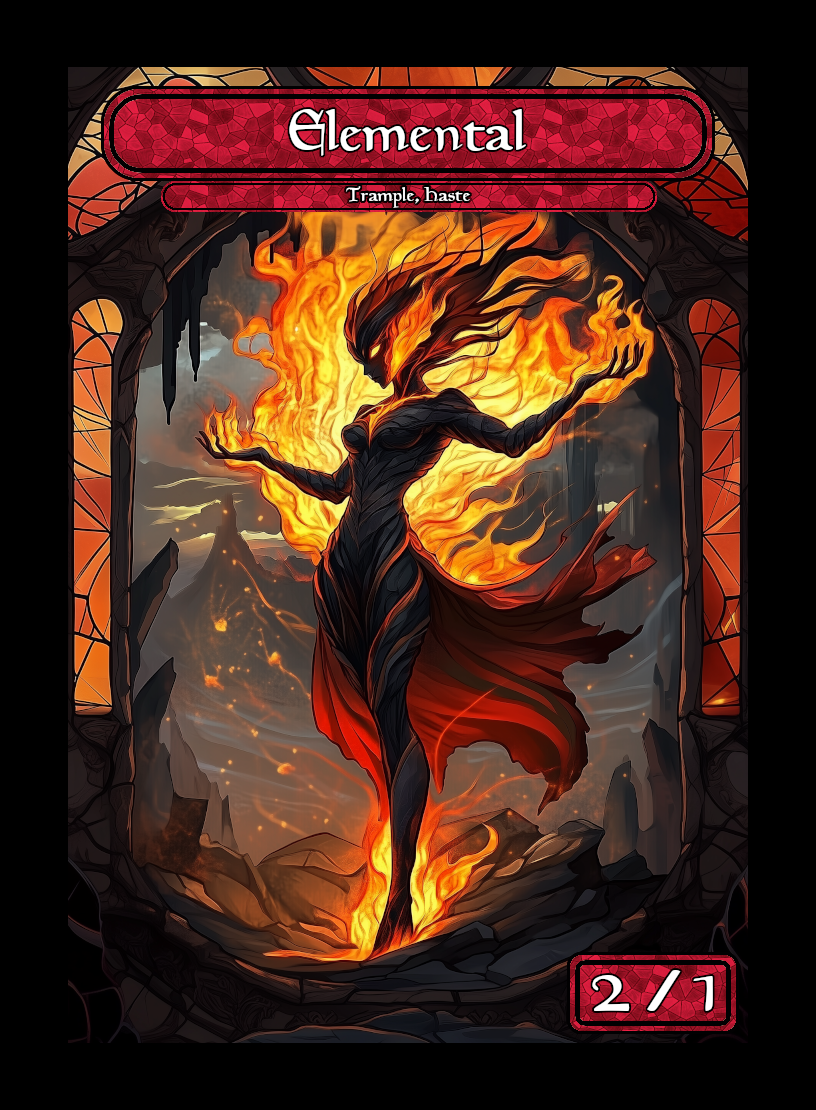Elemental token - custom Stained Glass art design for tabletop gaming