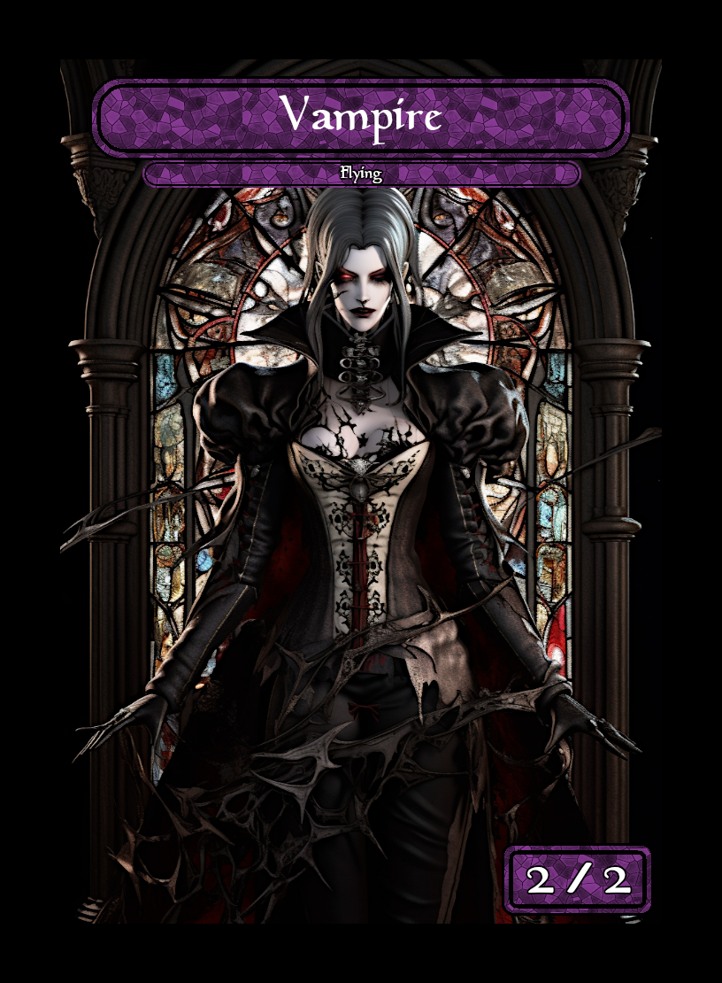 Vampire token - custom Stained Glass art design for tabletop gaming