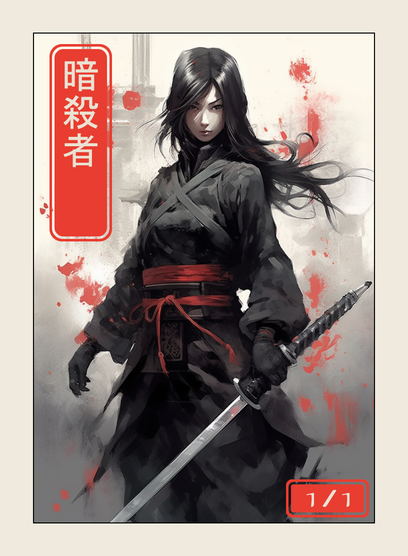 Assassin token - custom Japanese art design for tabletop gaming