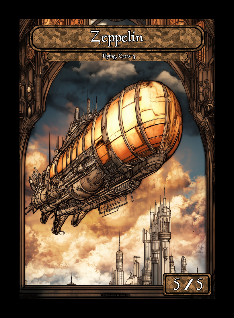 Zepplin token - custom Stained Glass art design for tabletop gaming