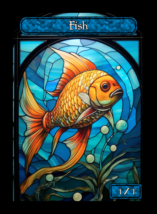 fish token - custom Stained Glass art design for tabletop gaming