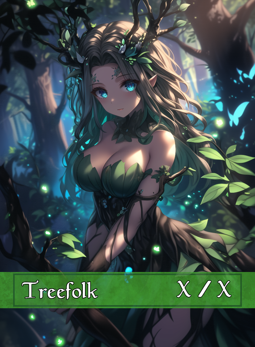 Treefolk token - custom Anime art design for tabletop gaming
