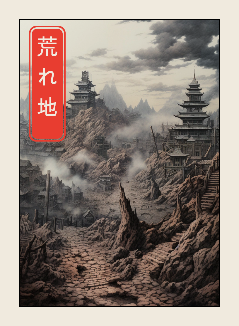 Wastes token - custom Japanese art design for tabletop gaming