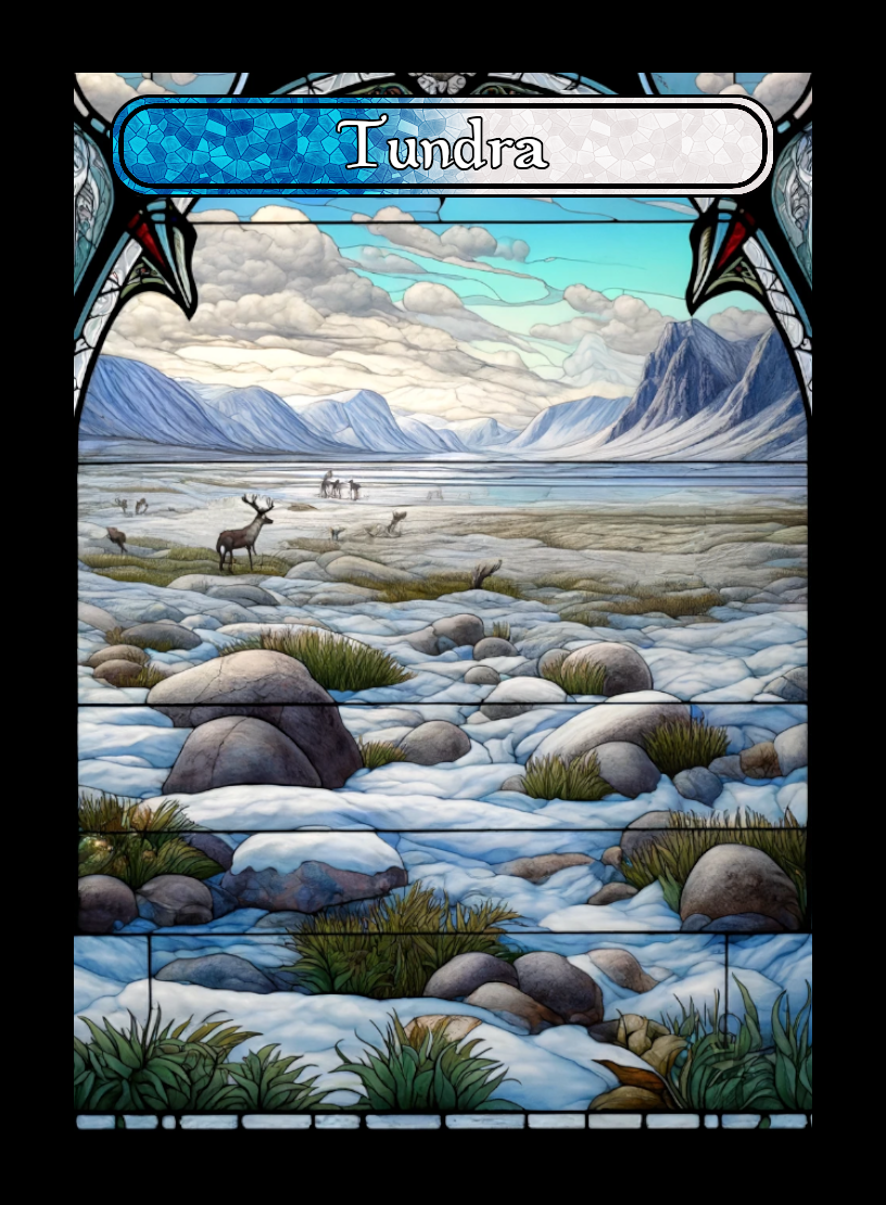 Tundra token - custom Stained Glass art design for tabletop gaming