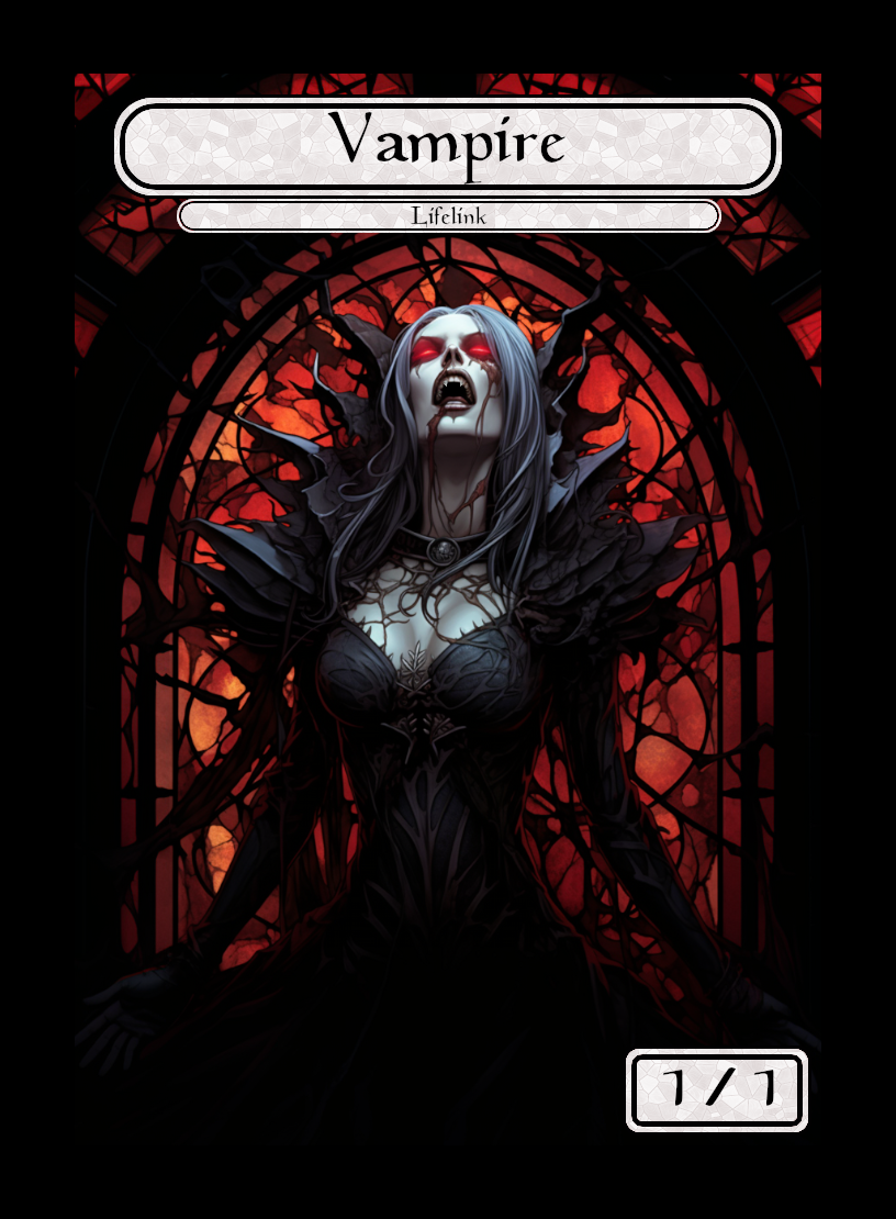 Vampire token - custom Stained Glass art design for tabletop gaming