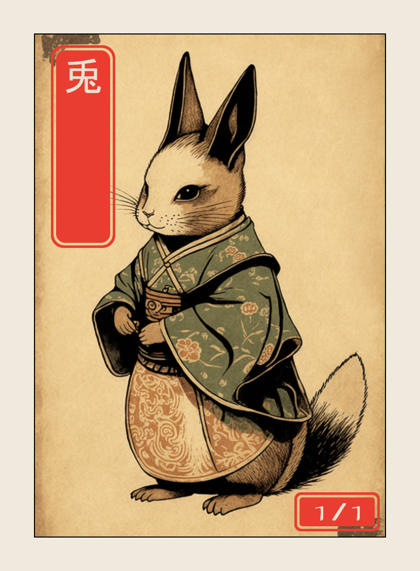 Rabbit token - custom Japanese art design for tabletop gaming