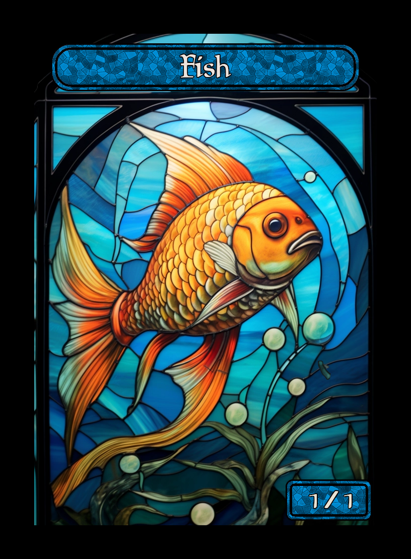 fish token - custom Stained Glass art design for tabletop gaming
