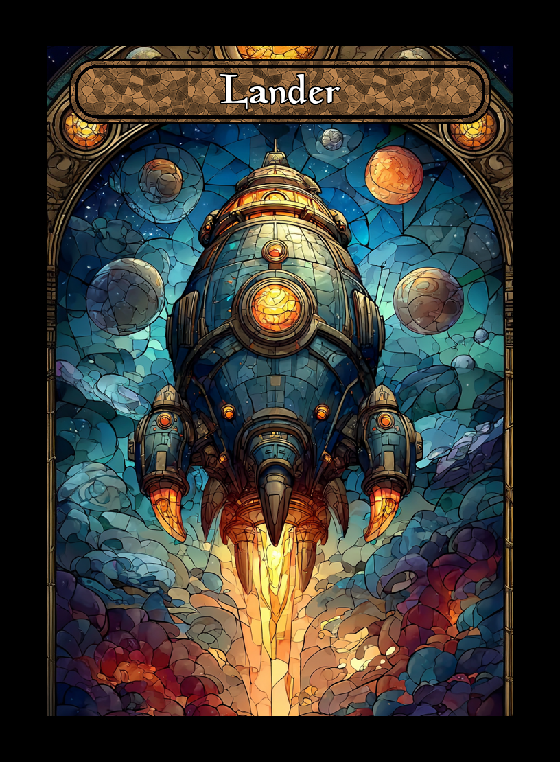 Lander token - custom Stained Glass art design for tabletop gaming