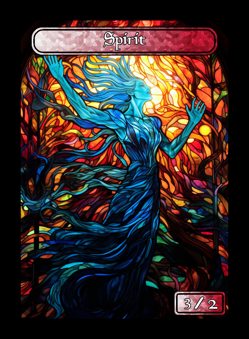 Spirit token - custom Stained Glass art design for tabletop gaming