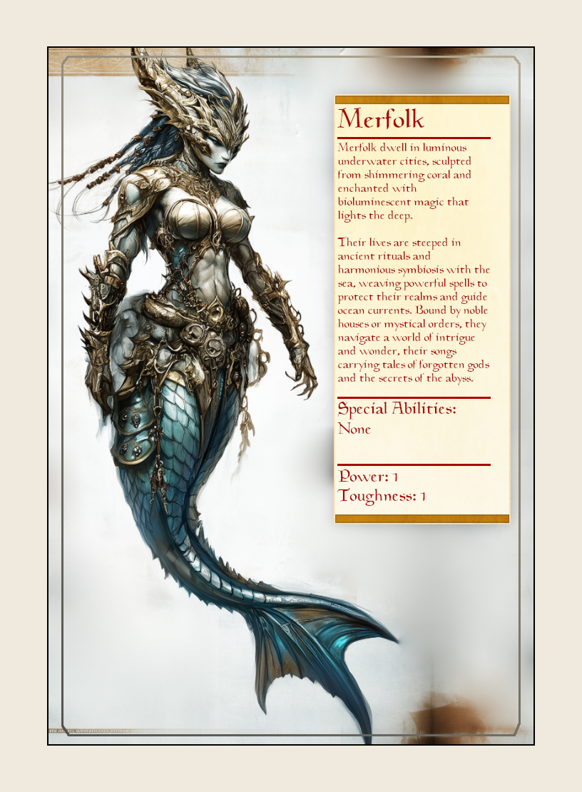 Merfolk token - custom Monster Profile art design for tabletop gaming