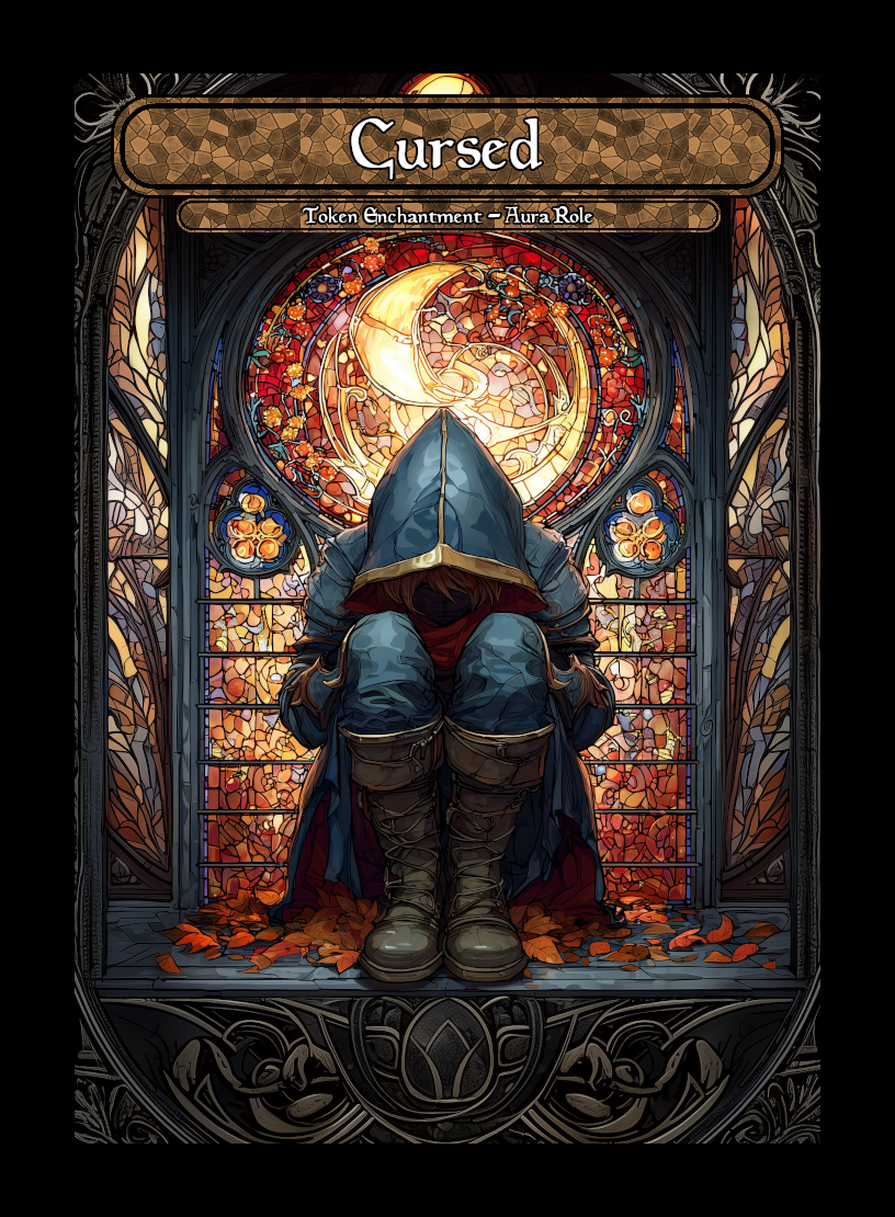 Cursed Role token - custom Stained Glass art design for tabletop gaming
