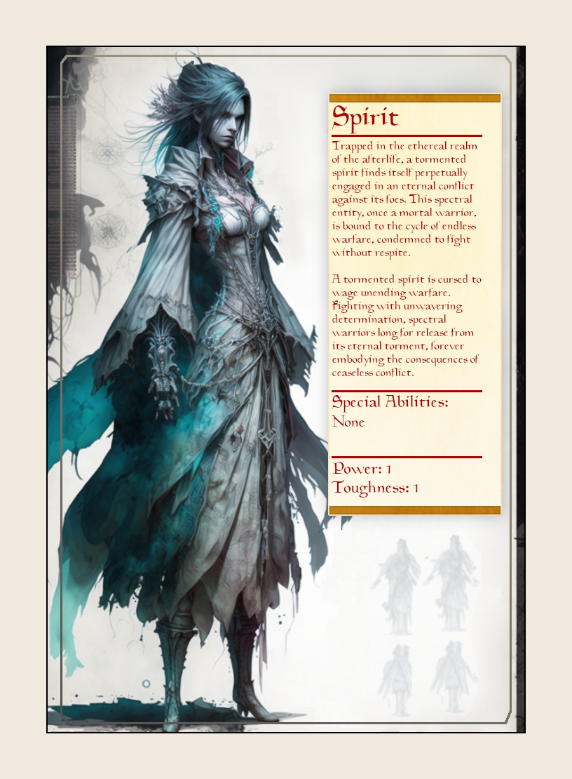 Spirit token - custom Monster Profile art design for tabletop gaming