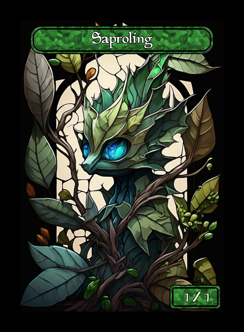 Saproling token - custom Stained Glass art design for tabletop gaming
