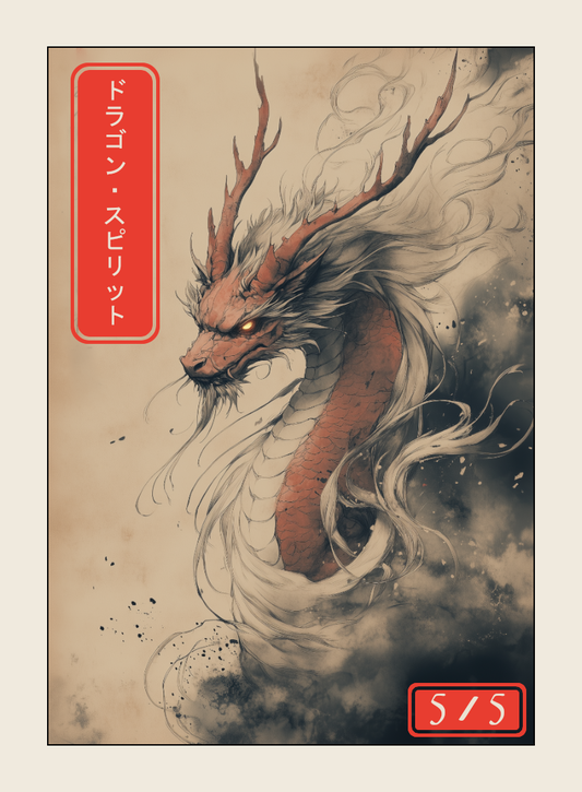 Dragon Spirit token - custom Japanese art design for tabletop gaming