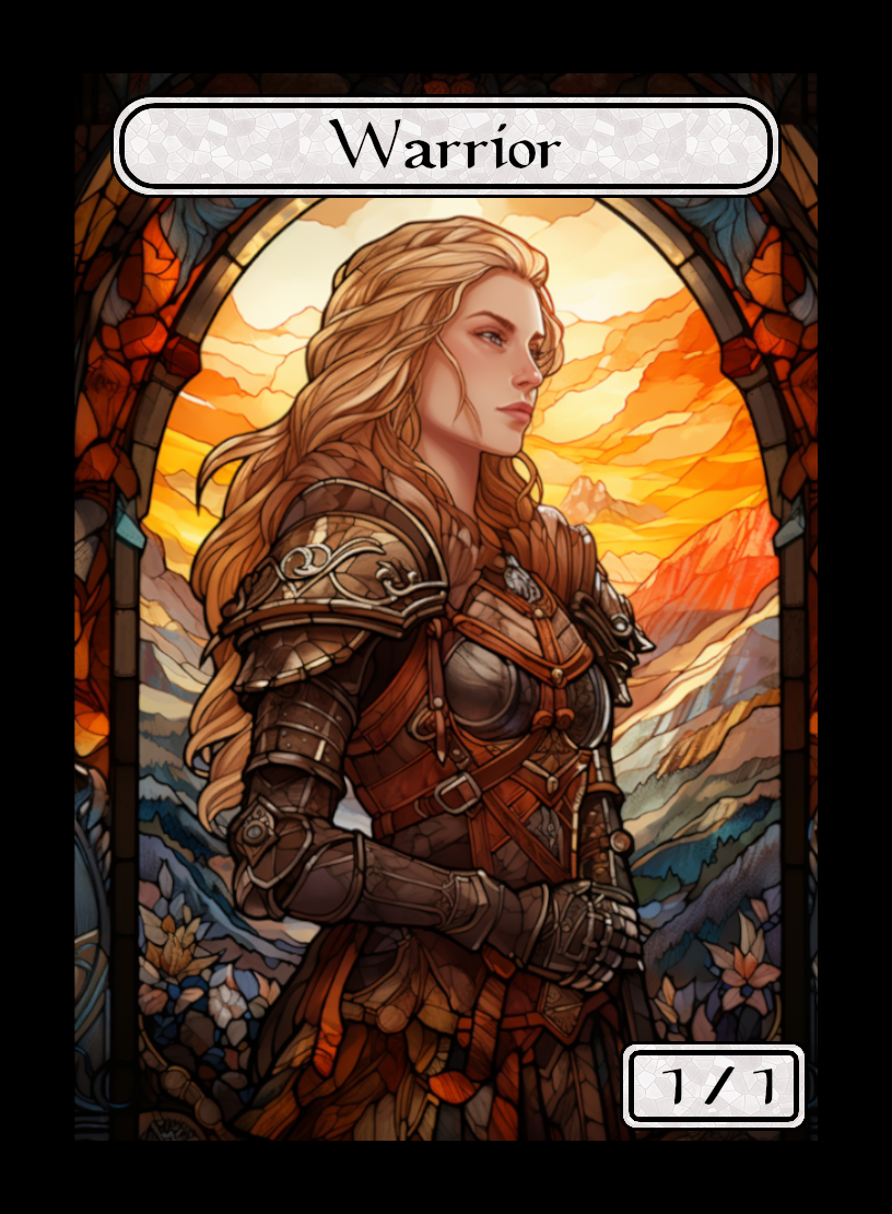 Elf Warrior token - custom Stained Glass art design for tabletop gaming