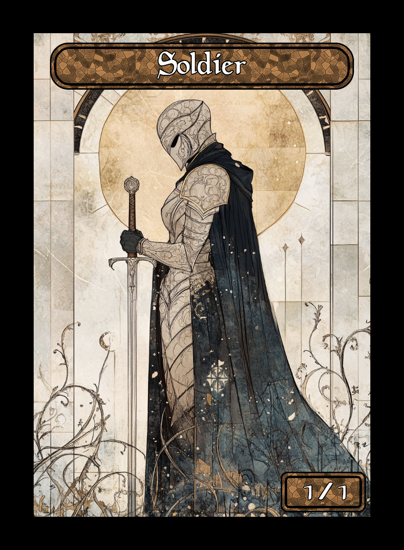 Soldier token - custom Stained Glass art design for tabletop gaming