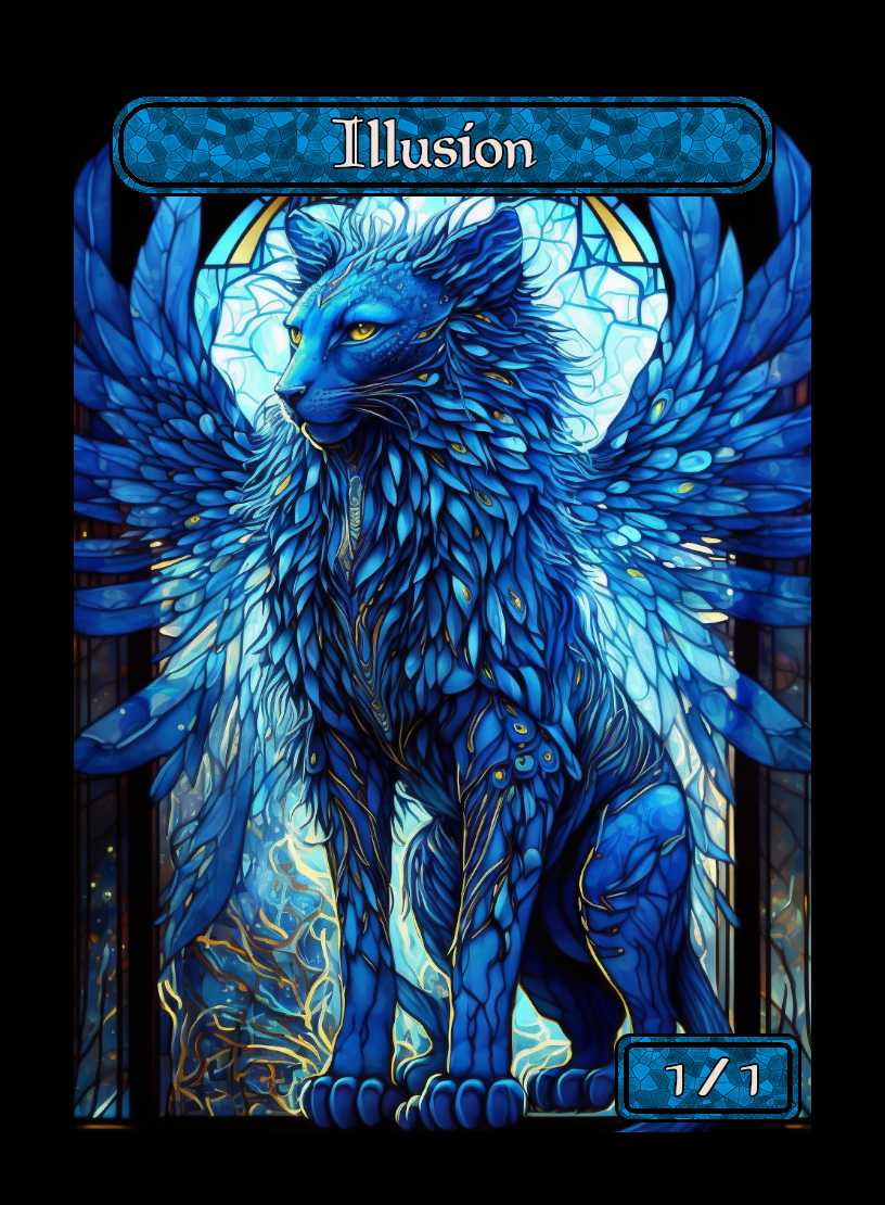 Illusion token - custom Stained Glass art design for tabletop gaming