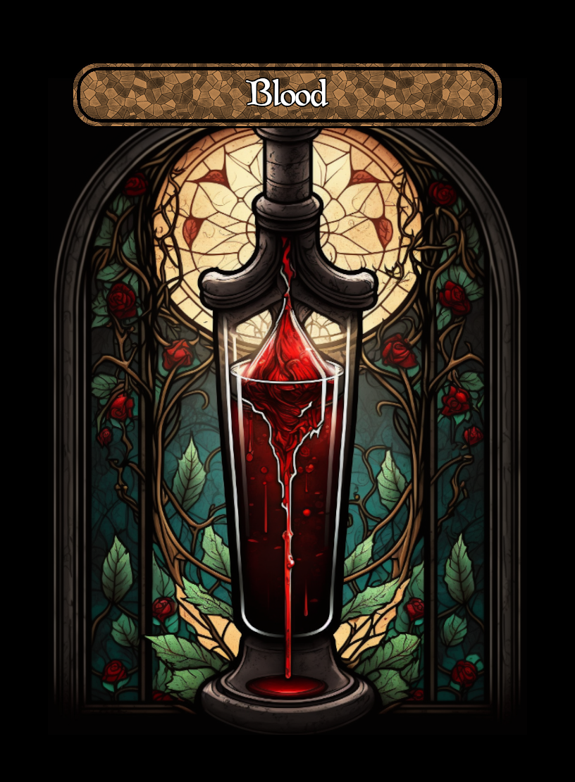 Blood token - custom Stained Glass art design for tabletop gaming