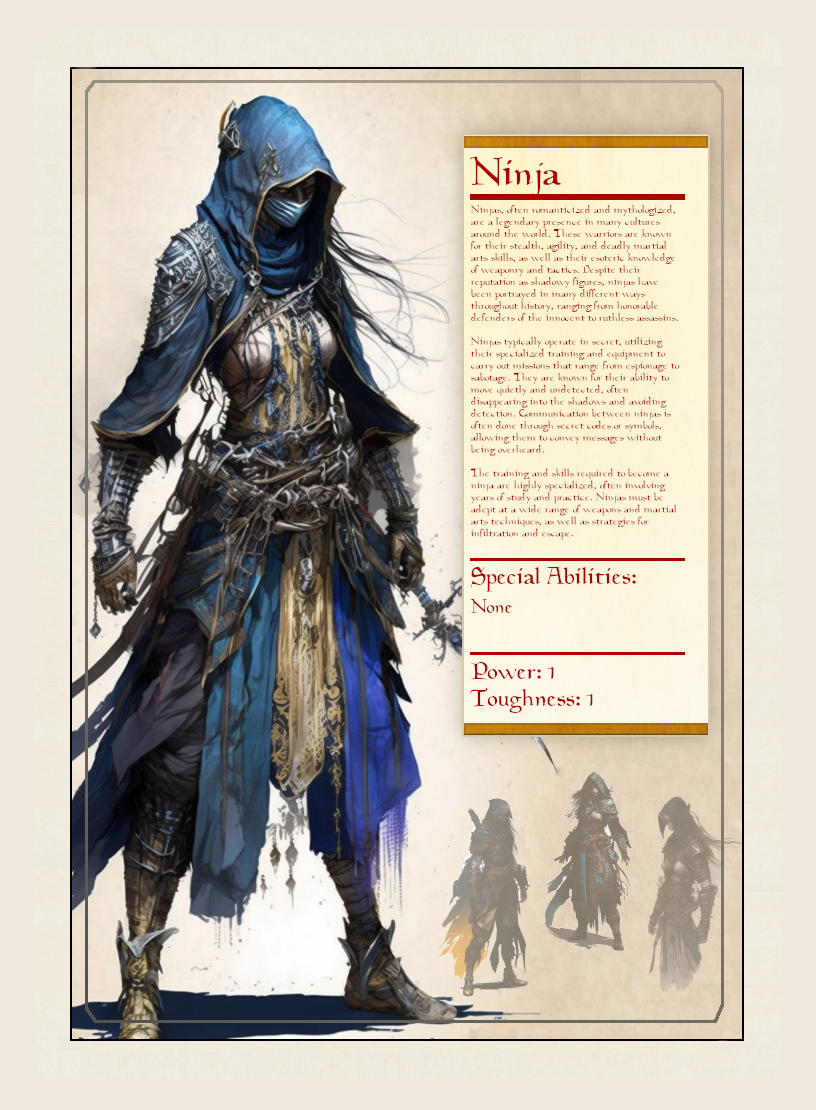 Ninja token - custom Monster Profile art design for tabletop gaming