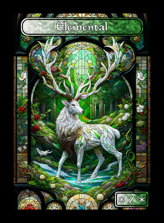 Elemental token - custom Stained Glass art design for tabletop gaming
