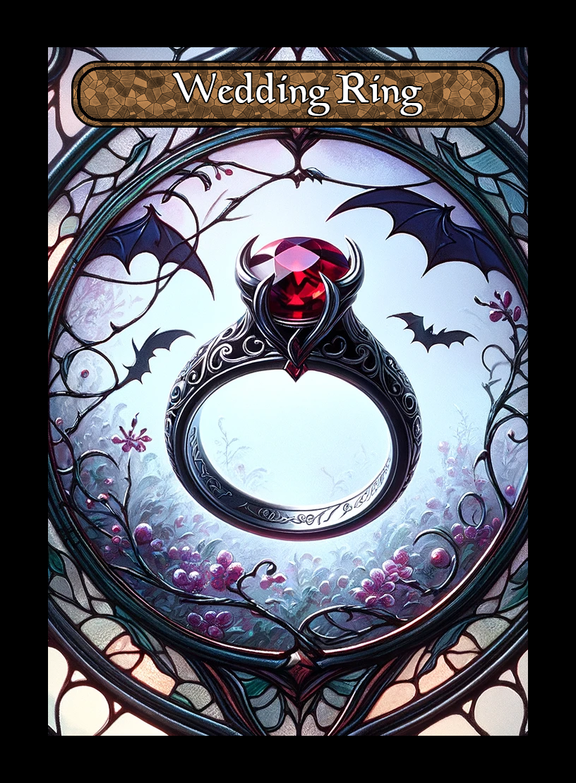 Wedding Ring token - custom Stained Glass art design for tabletop gaming