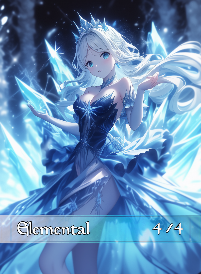 Elemental token - custom Anime art design for tabletop gaming