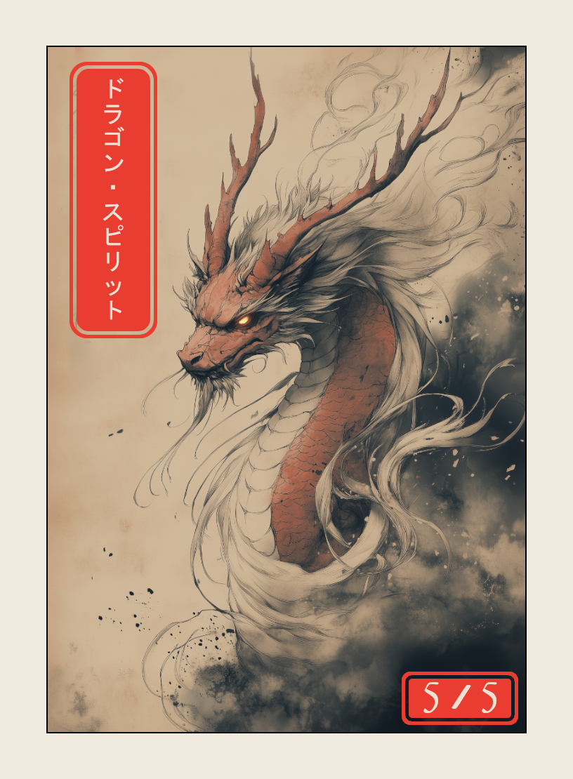Dragon Spirit token - custom Japanese art design for tabletop gaming