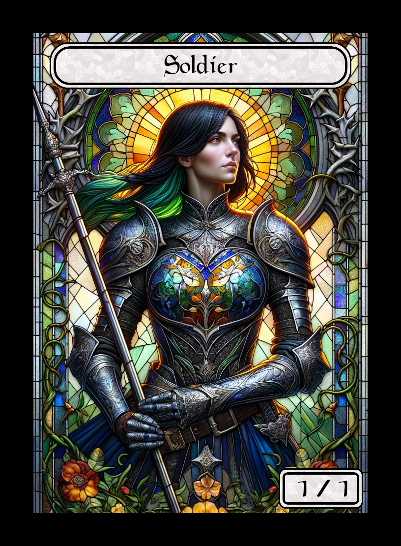 Soldier token - custom Stained Glass art design for tabletop gaming