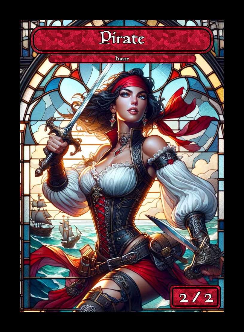 Pirate token - custom Stained Glass art design for tabletop gaming