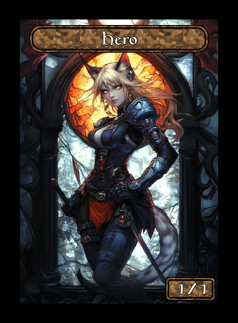 Hero token - custom Stained Glass art design for tabletop gaming