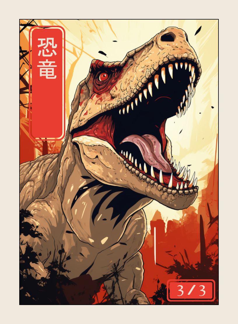 Dinosaur token - custom Japanese art design for tabletop gaming