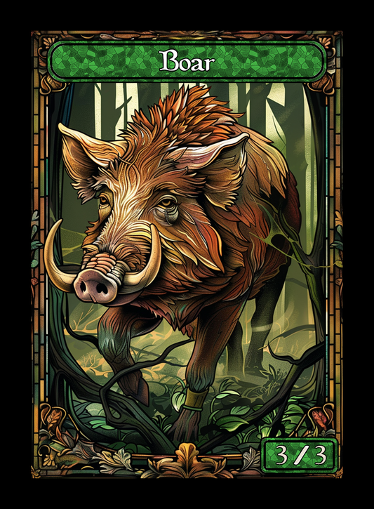 Boar token - custom Stained Glass art design for tabletop gaming