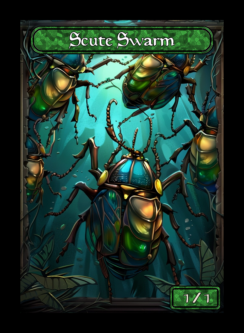 Scute Swarm token - custom Stained Glass art design for tabletop gaming