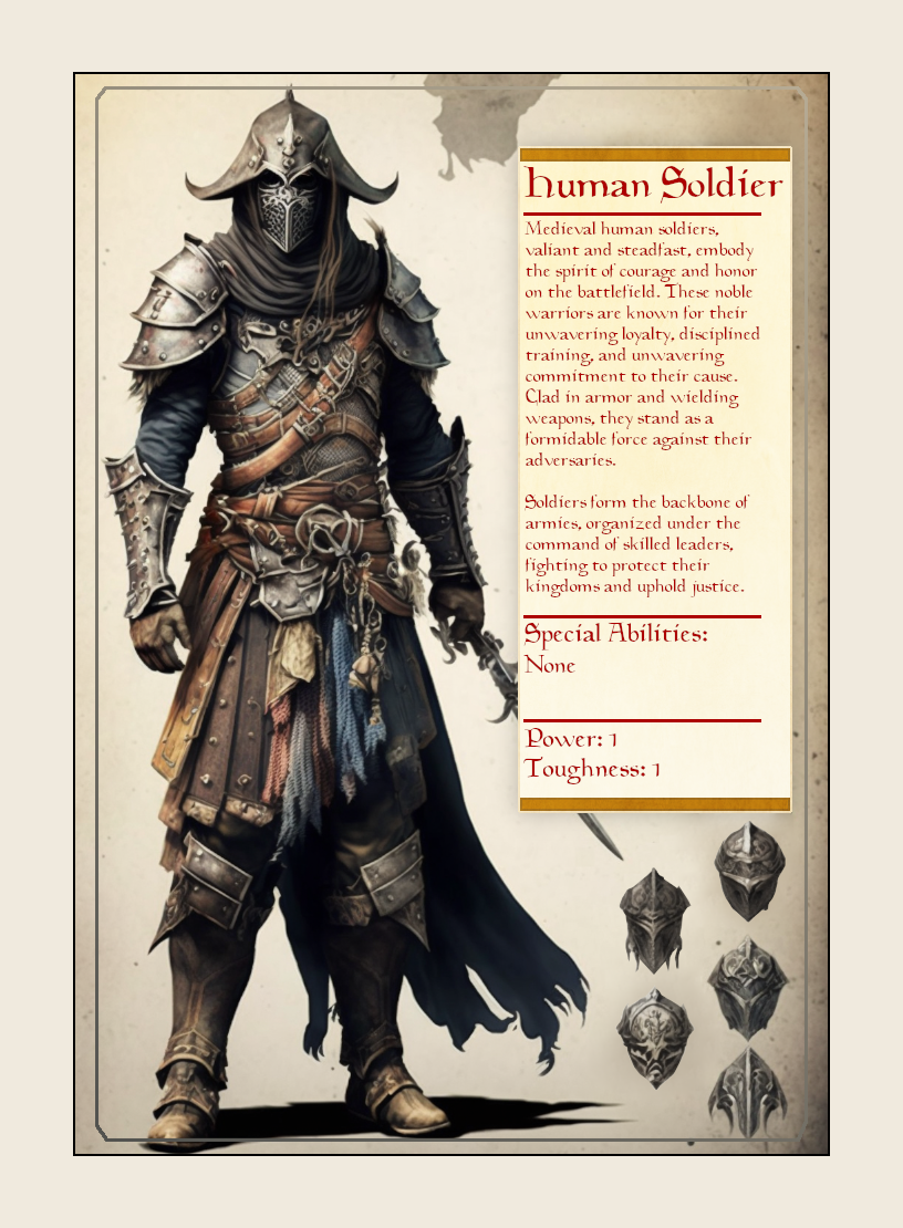 Human Soldier token - custom Monster Profile art design for tabletop gaming