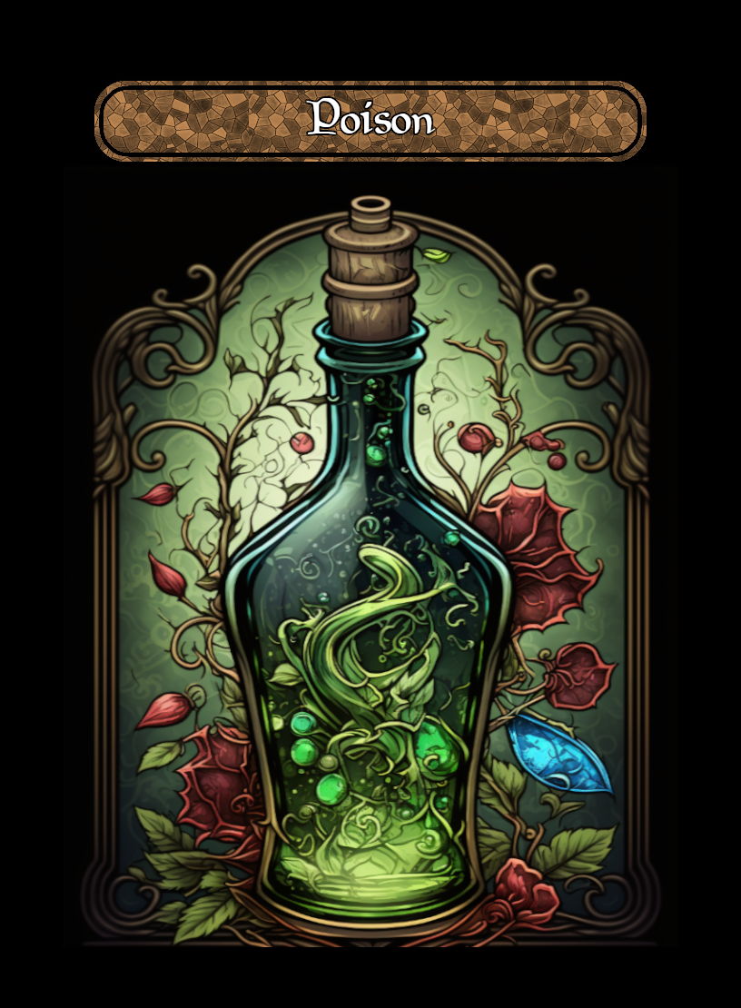 Poison token - custom Stained Glass art design for tabletop gaming
