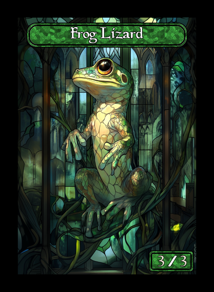 Frog Lizard token - custom Stained Glass art design for tabletop gaming