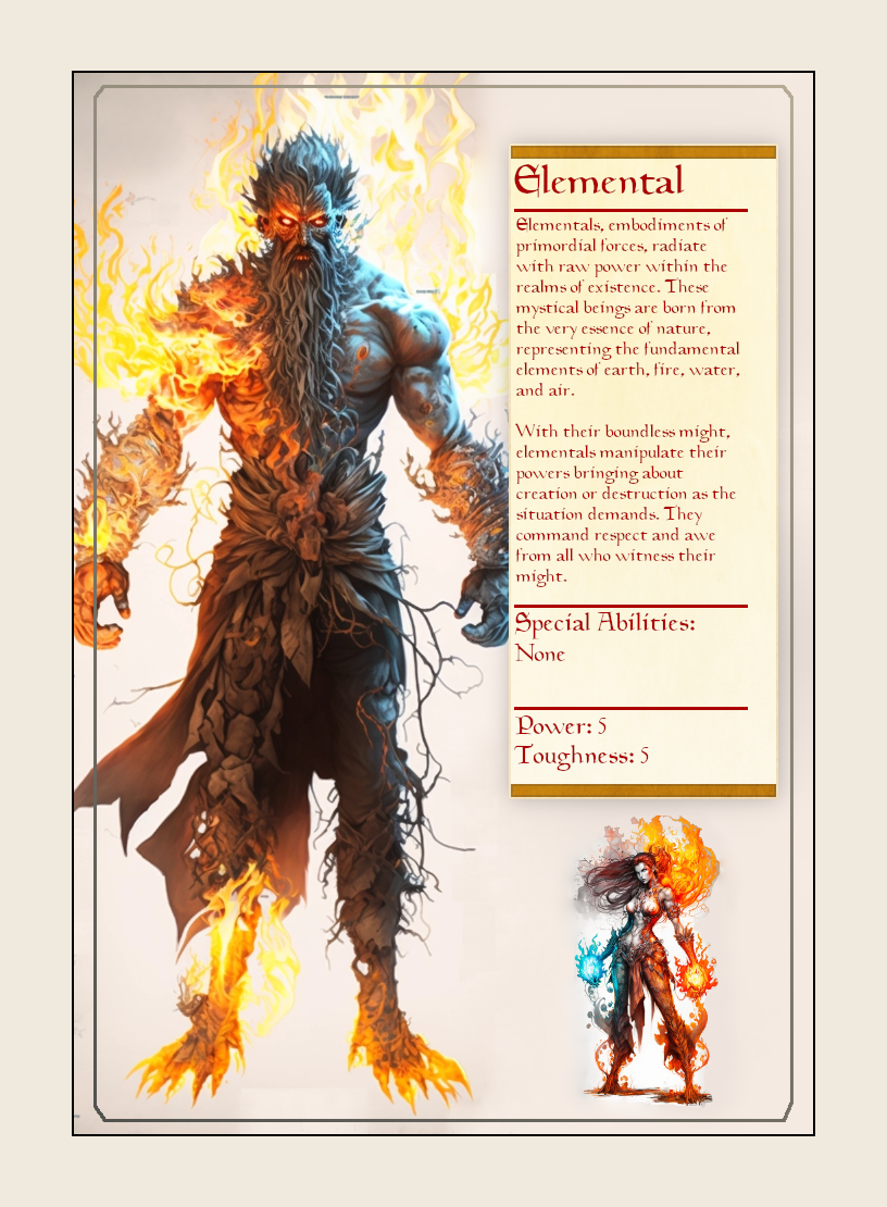 Elemental token - custom Monster Profile art design for tabletop gaming