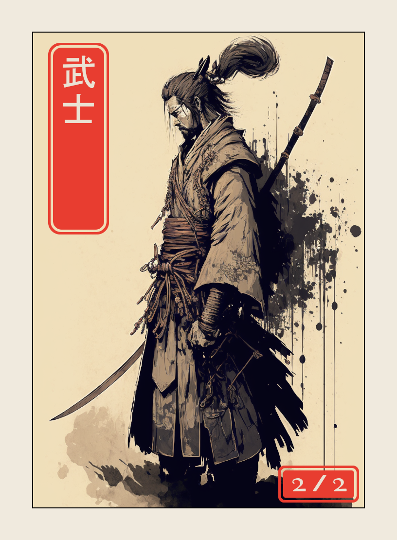 Samurai token - custom Japanese art design for tabletop gaming