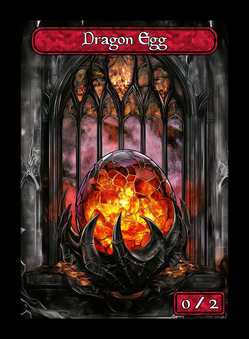 Dragon Egg token - custom Stained Glass art design for tabletop gaming