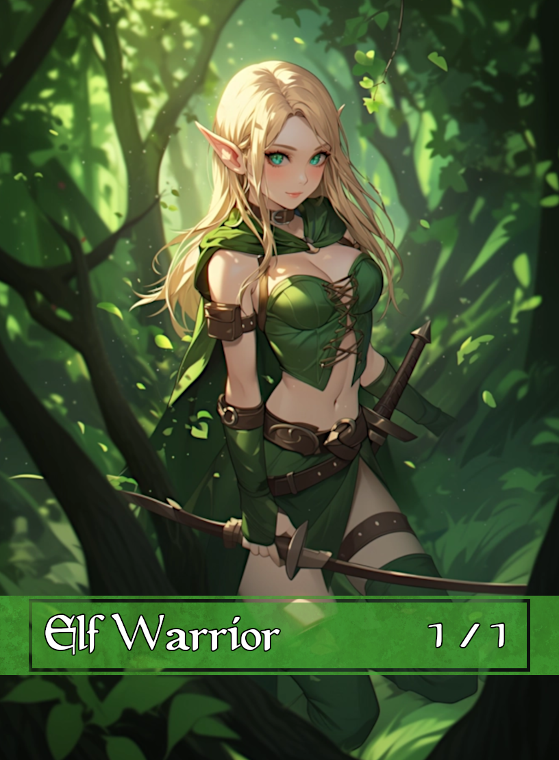 Elf Warrior token - custom Anime art design for tabletop gaming