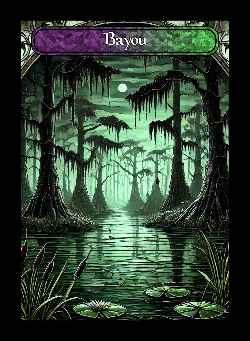 Bayou token - custom Stained Glass art design for tabletop gaming