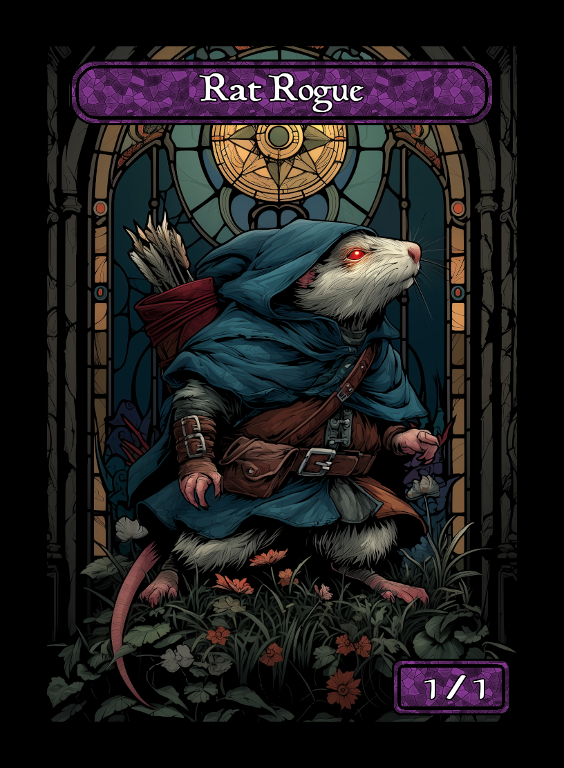 Rat Rogue token - custom Stained Glass art design for tabletop gaming