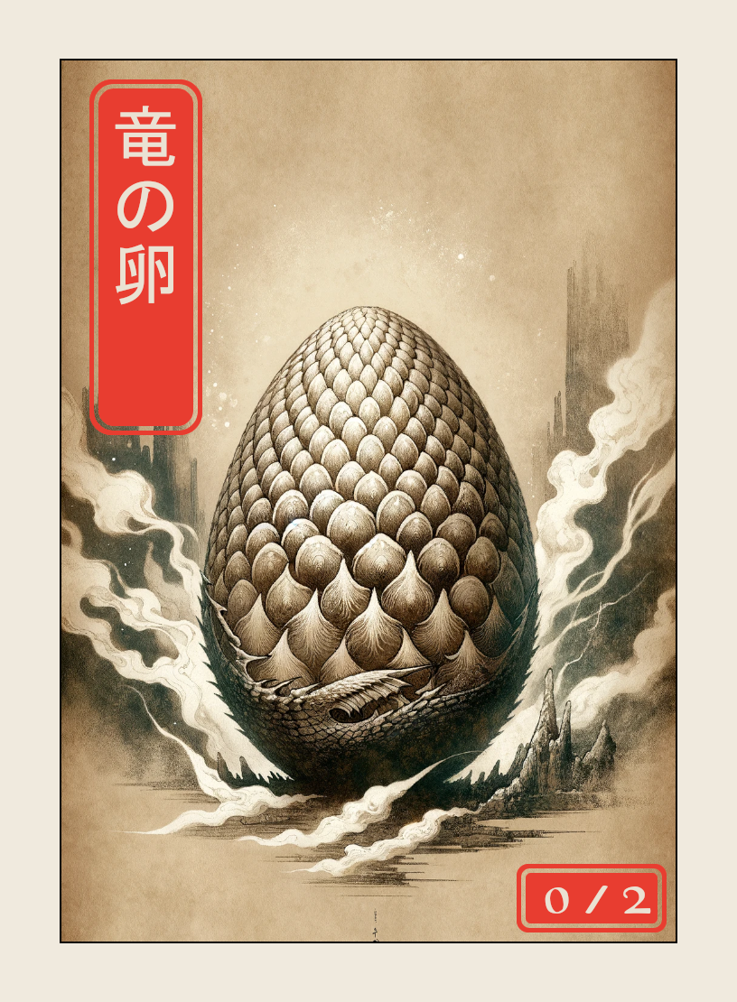 Dragon Egg token - custom Japanese art design for tabletop gaming
