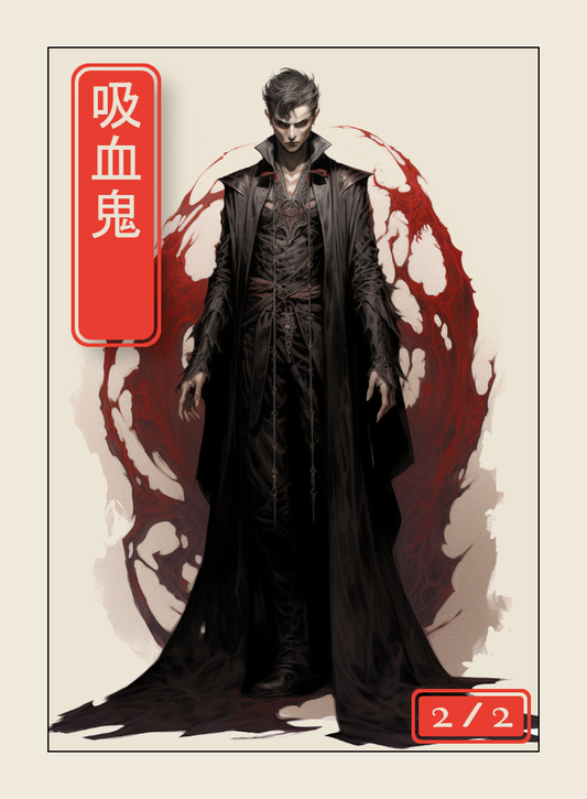 Vampire token - custom Japanese art design for tabletop gaming