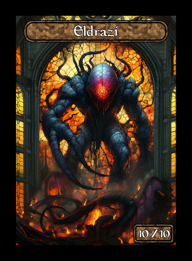 Eldrazi token - custom Stained Glass art design for tabletop gaming