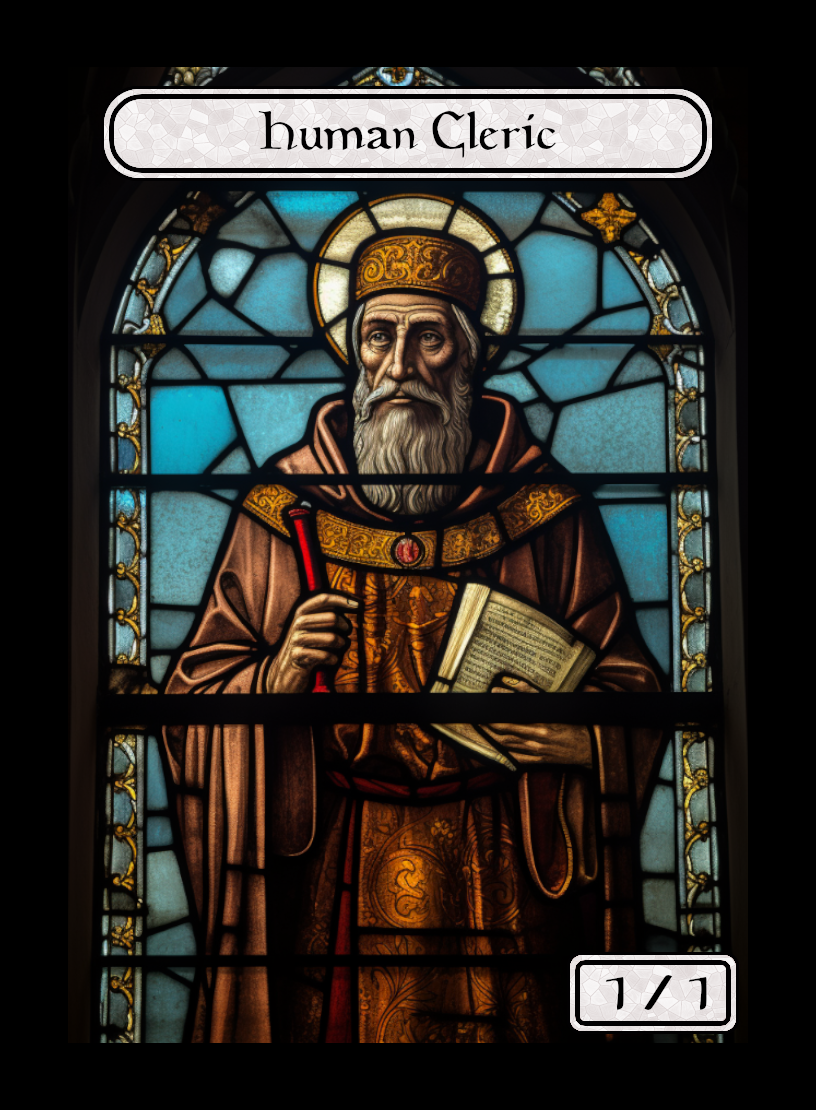 Human Cleric token - custom Stained Glass art design for tabletop gaming