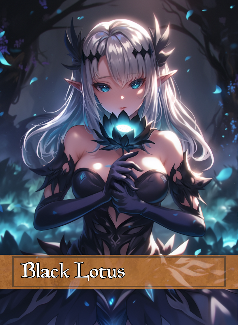 Black Lotus token - custom Anime art design for tabletop gaming
