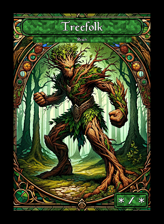 Treefolk token - custom Stained Glass art design for tabletop gaming