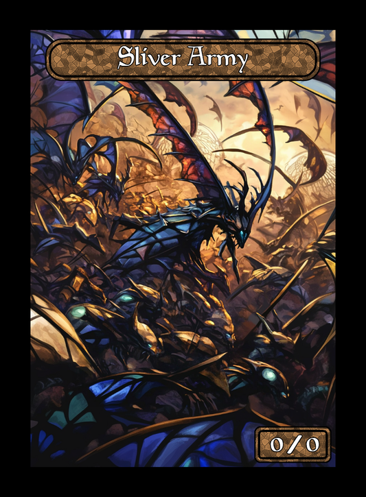 Sliver Army token - custom Stained Glass art design for tabletop gaming