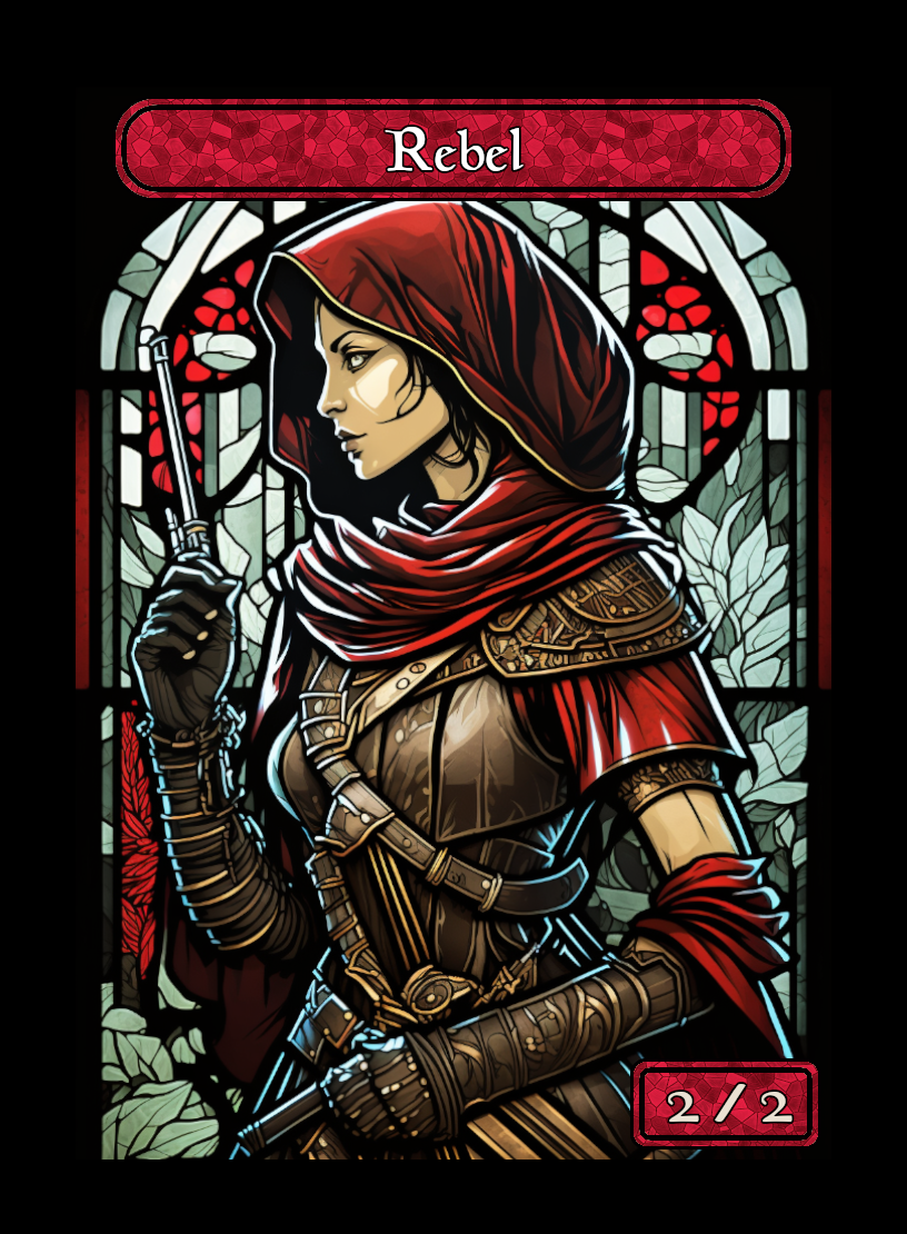 Rebel token - custom Stained Glass art design for tabletop gaming